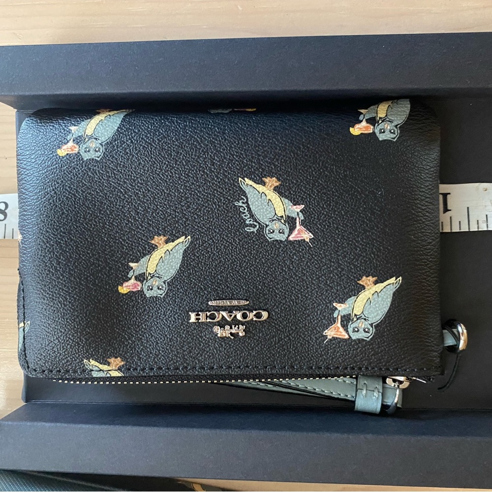 Coach Black Wristlet with Owl Print - Picture 2 of 7